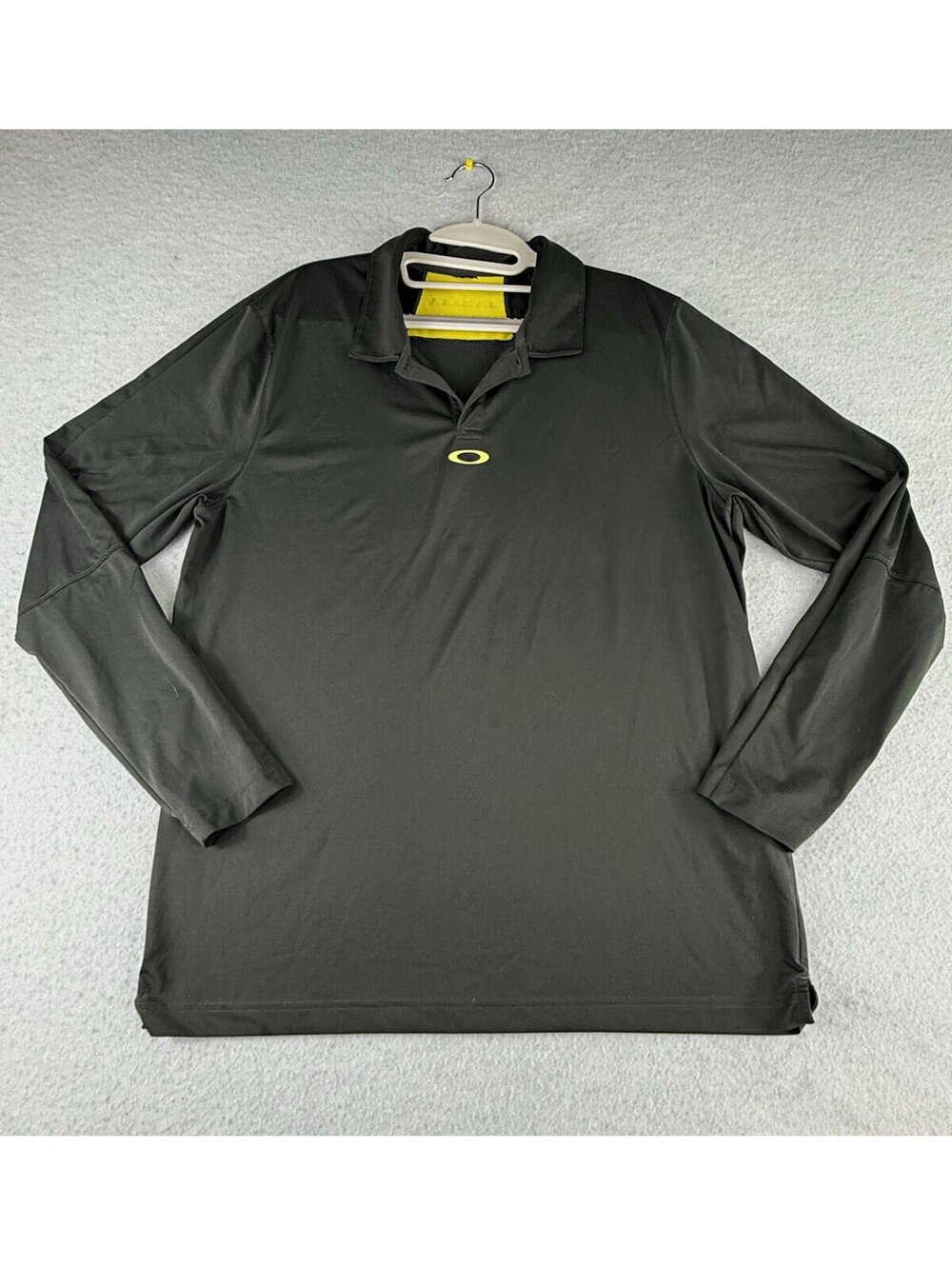 Oakley Golf Men's L Black/Yellow Long Sleeve Stretch Polo Pullover Logo